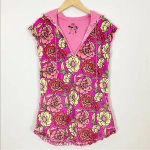 Mod Betsey Johnson Floral Terry Cloth Cover Up
